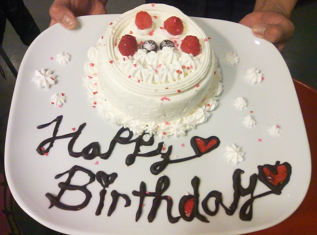 誕生日ケーキと文字