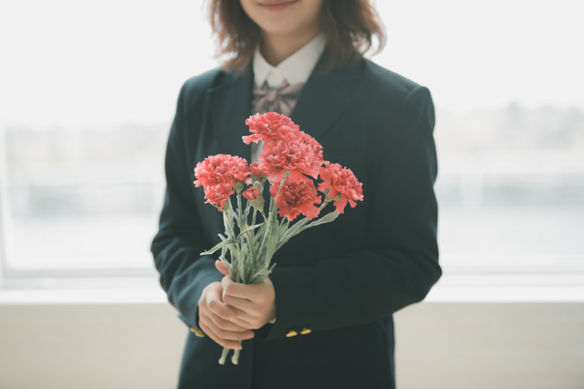 女子高生とお花